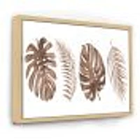 Tropical Monstera and Palm Leaf Terracotta  Wall Art