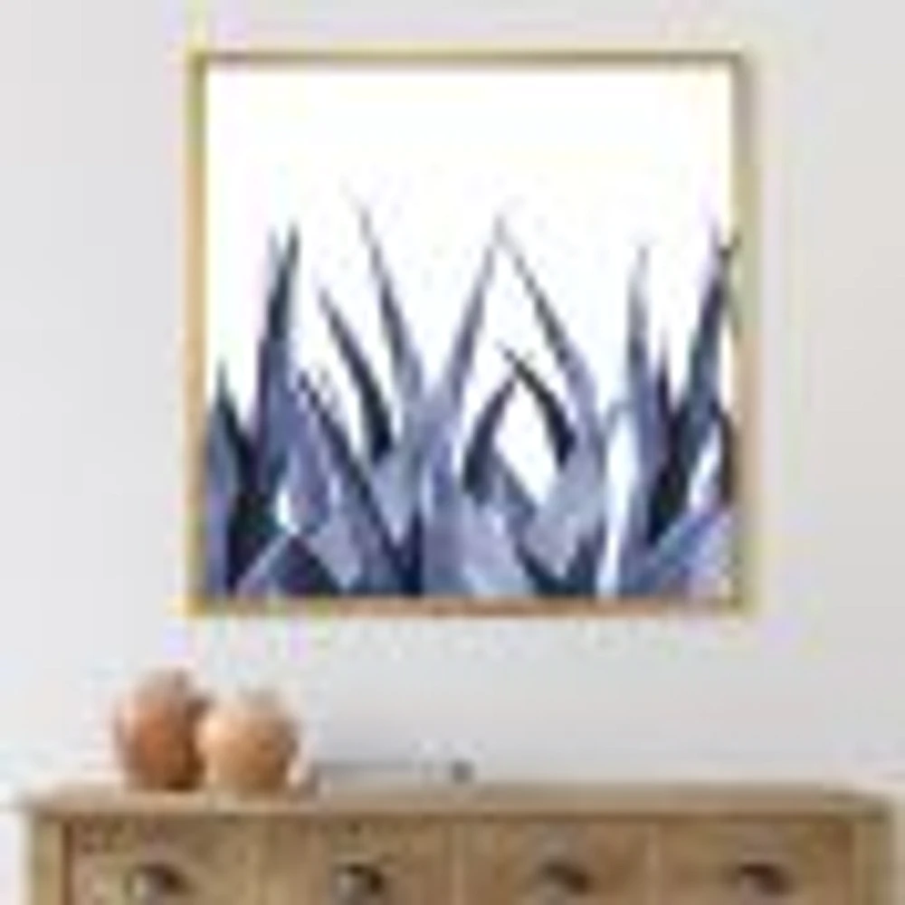 Navy Blue Agave Leaves  Wall Art