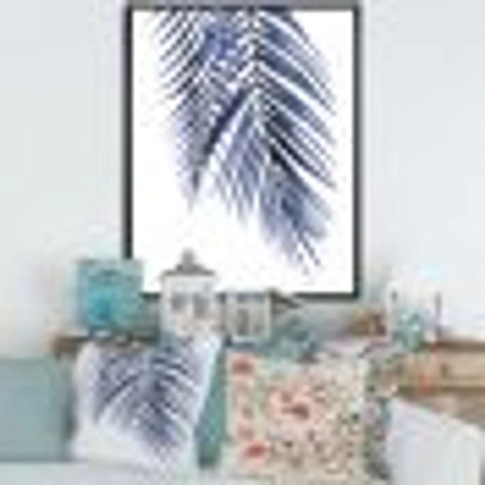 Blue Palm Leaves Abstract Tropical Branches  Wall Art