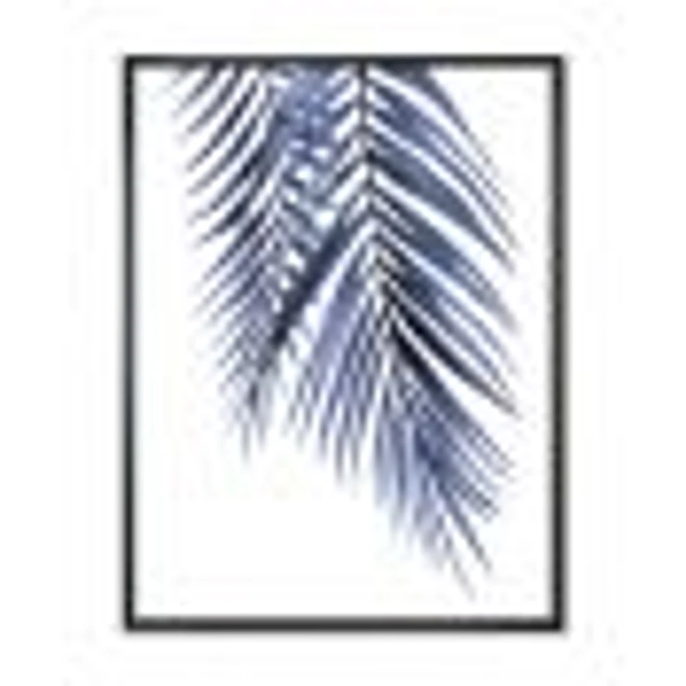 Blue Palm Leaves Abstract Tropical Branches  Wall Art