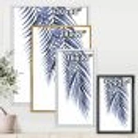 Blue Palm Leaves Abstract Tropical Branches  Wall Art