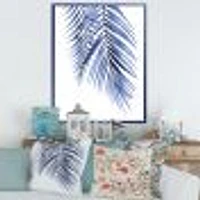 Blue Palm Leaves Abstract Tropical Branches  Wall Art