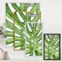 Green Monstera Leaf Tropical Palm Botanical Detail  Wall Art