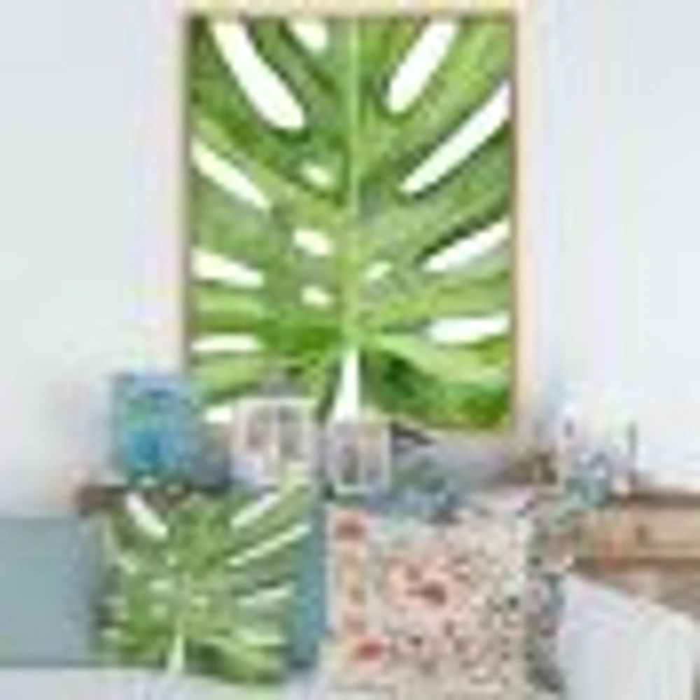 Green Monstera Leaf Tropical Palm Botanical Detail  Wall Art