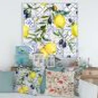 Lemon Ornament on Blue al Pattern III  Wall Art