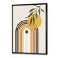 Abstract Yellow Sun with Retro Rainbow  Canvas Wall Art