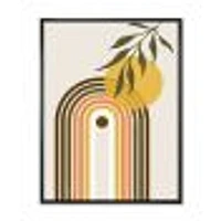 Abstract Yellow Sun with Retro Rainbow  Canvas Wall Art