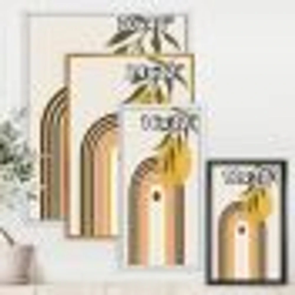 Abstract Yellow Sun with Retro Rainbow  Canvas Wall Art