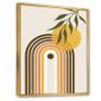 Abstract Yellow Sun with Retro Rainbow  Canvas Wall Art