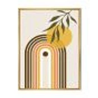 Abstract Yellow Sun with Retro Rainbow  Canvas Wall Art