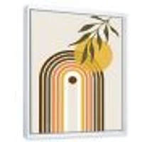 Abstract Yellow Sun with Retro Rainbow  Canvas Wall Art