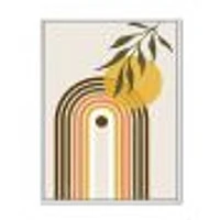 Abstract Yellow Sun with Retro Rainbow  Canvas Wall Art