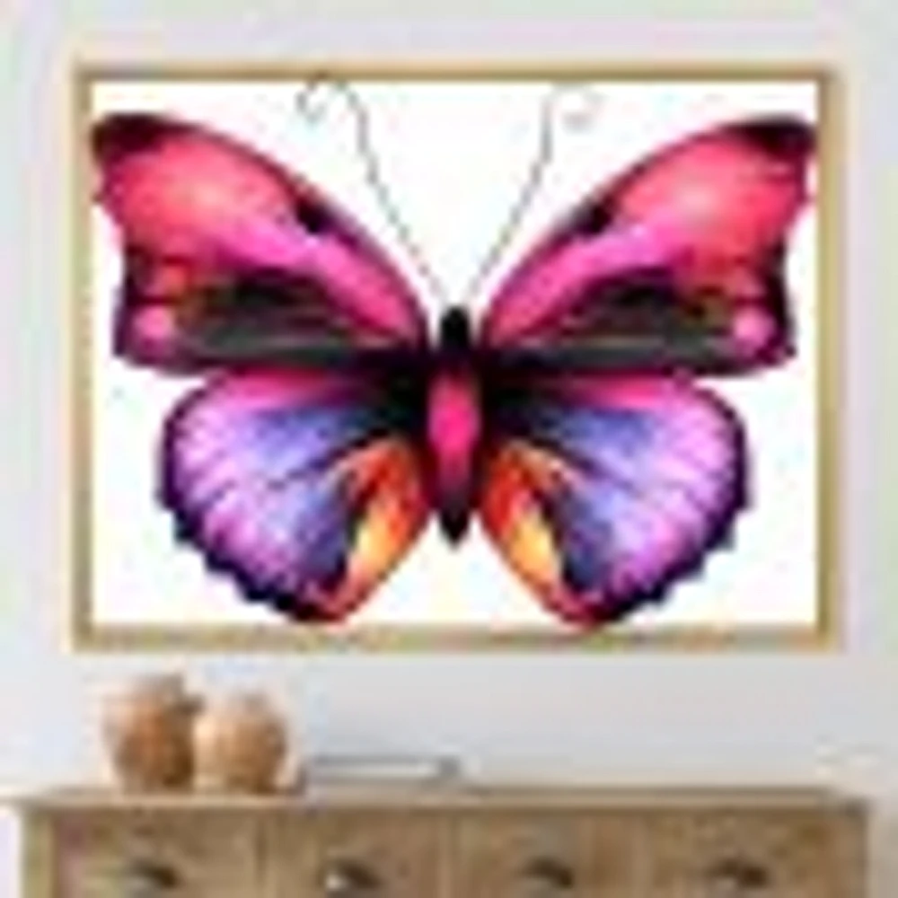 Bright Pink Butterfly Portrait  Wall Art