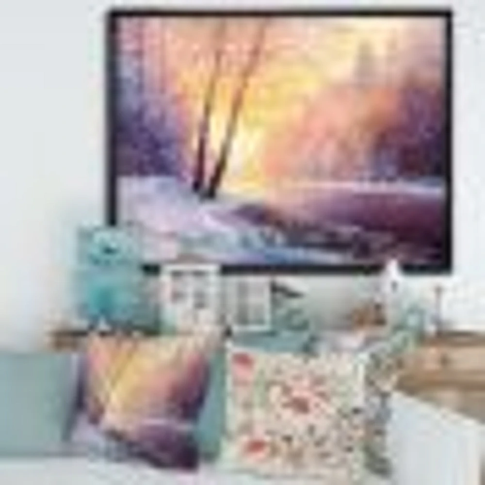 Winter Scenery with Bridge of Meandering River II Wall Art