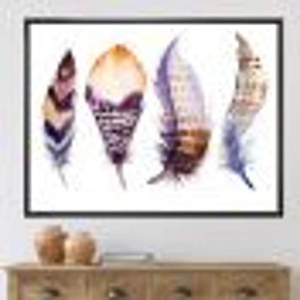 Purple Boho Feathers  Wall Art
