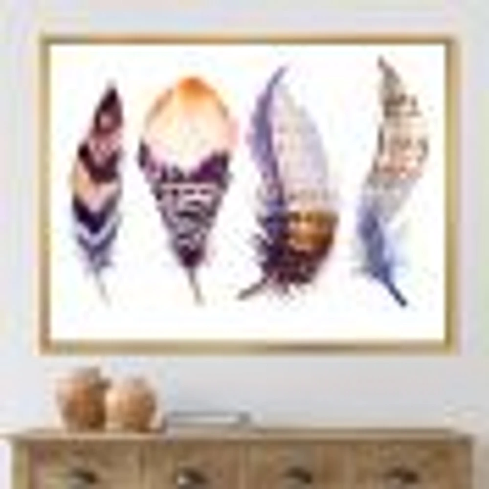 Purple Boho Feathers  Wall Art