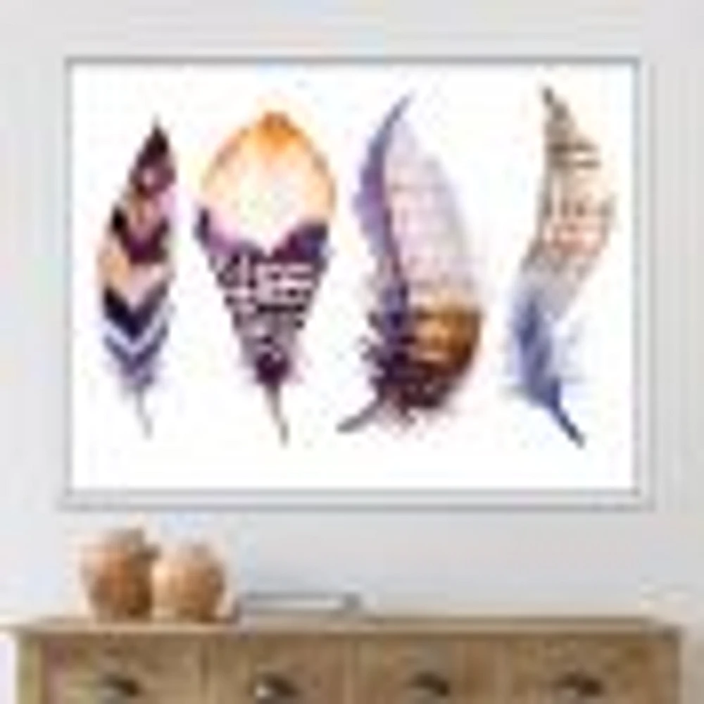 Purple Boho Feathers  Wall Art