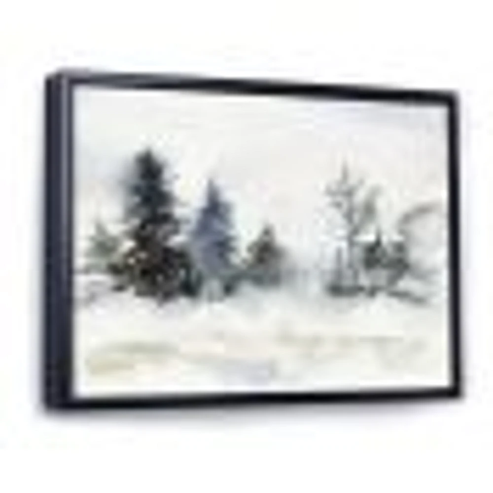 Christmas Minimalistic Forest Landscape and Snow Canvas Wall Art