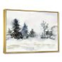 Christmas Minimalistic Forest Landscape and Snow Canvas Wall Art