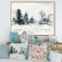 Christmas Minimalistic Forest Landscape and Snow Canvas Wall Art