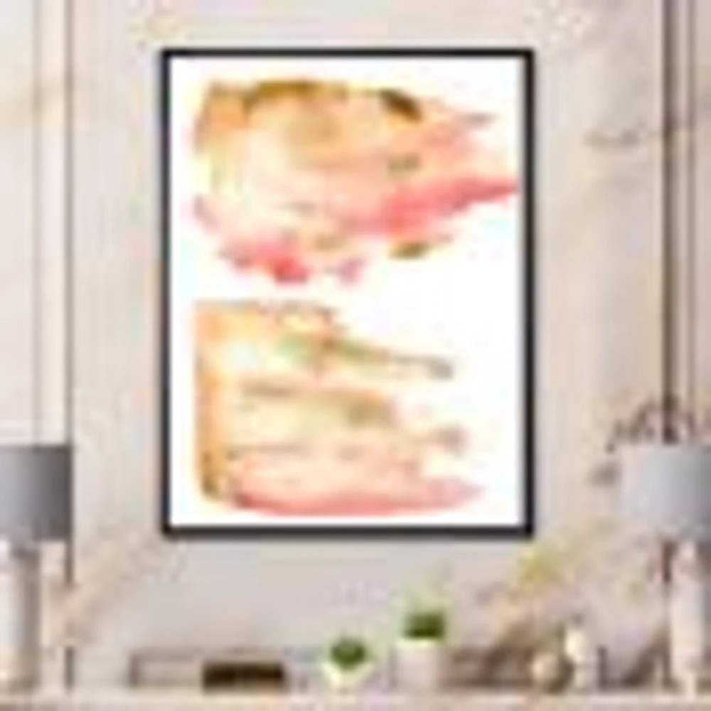 Pink Gold Red and Beige Abstract Clouds  Canvas Wall Art Print