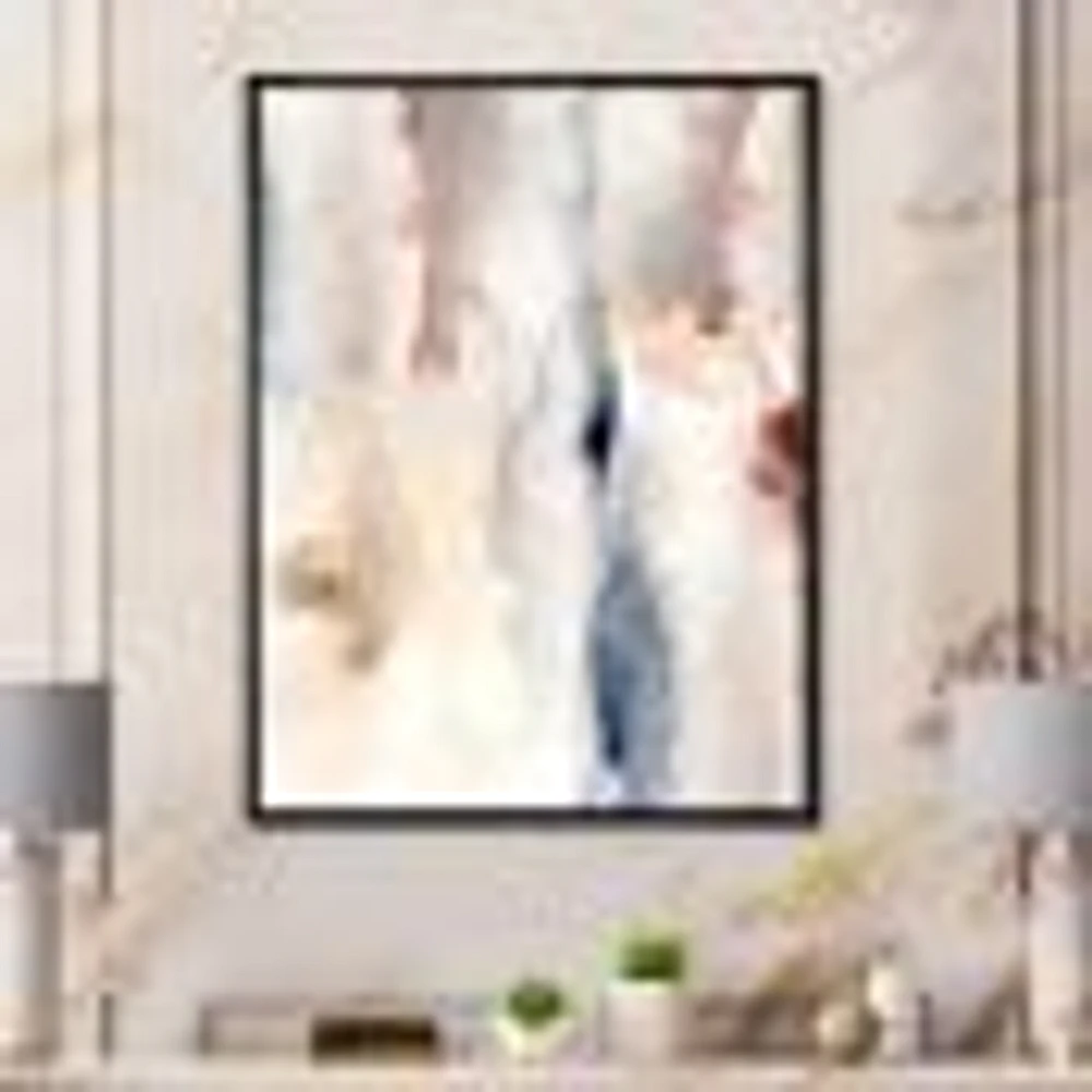 Pastel Abstract with Dark Blue Pink & Gray Spots  Wall Art