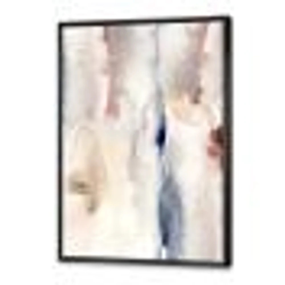 Pastel Abstract with Dark Blue Pink & Gray Spots  Wall Art