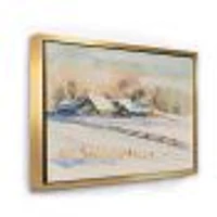 Small VIllage At Sunset Covered with Snow  Canvas Wall Art Print