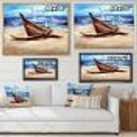 An Old Fishing Boat on The Sandy Beach Canvas Wall Art Print