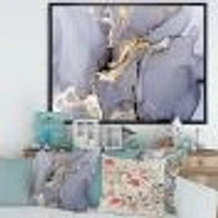 Closeup of Black and Golden Abstract Marble Texture Canvas Wall Art Print