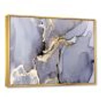 Closeup of Black and Golden Abstract Marble Texture Canvas Wall Art Print