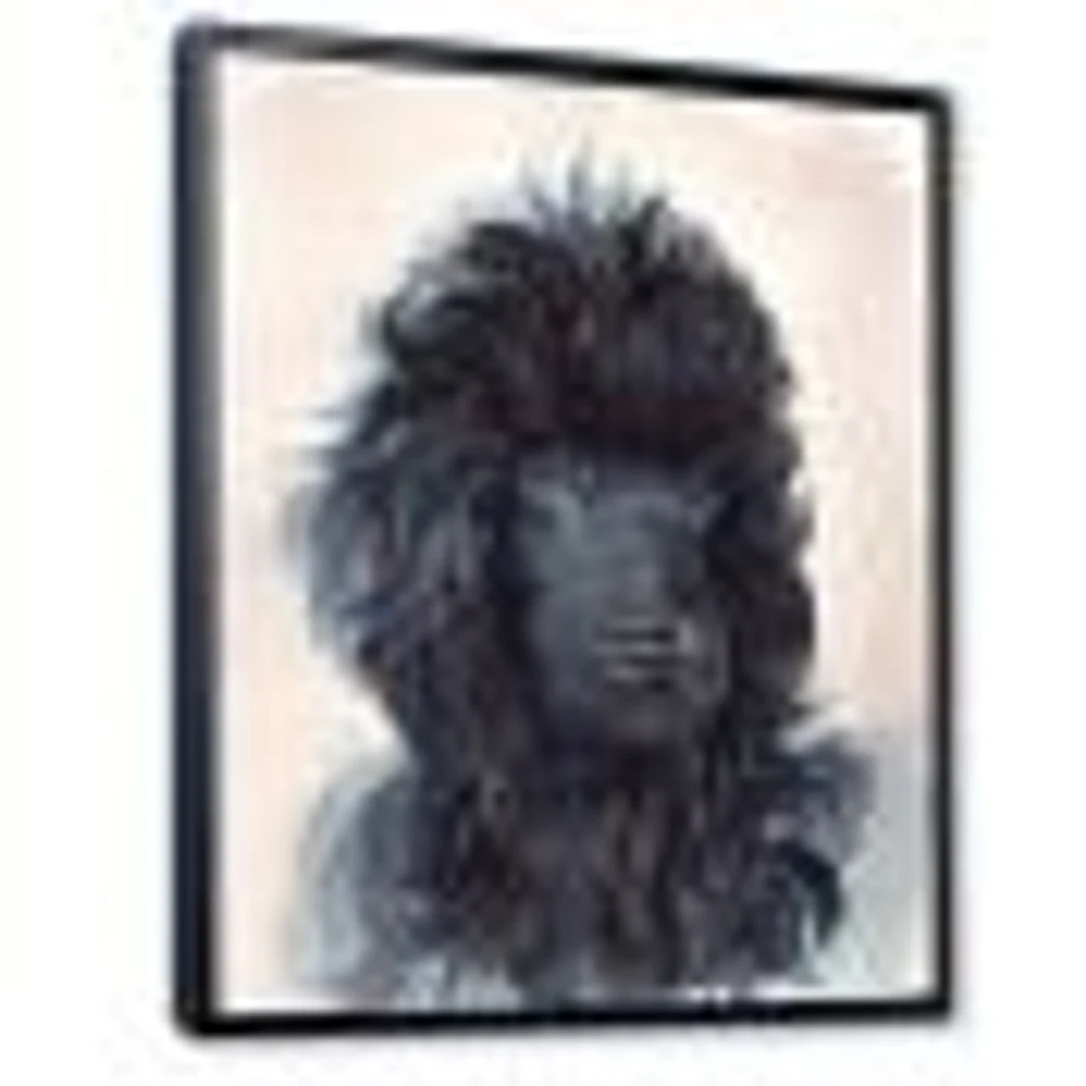 Portrait of The Black Poodle Puppy with Curly Coat Canvas Wall Art Print