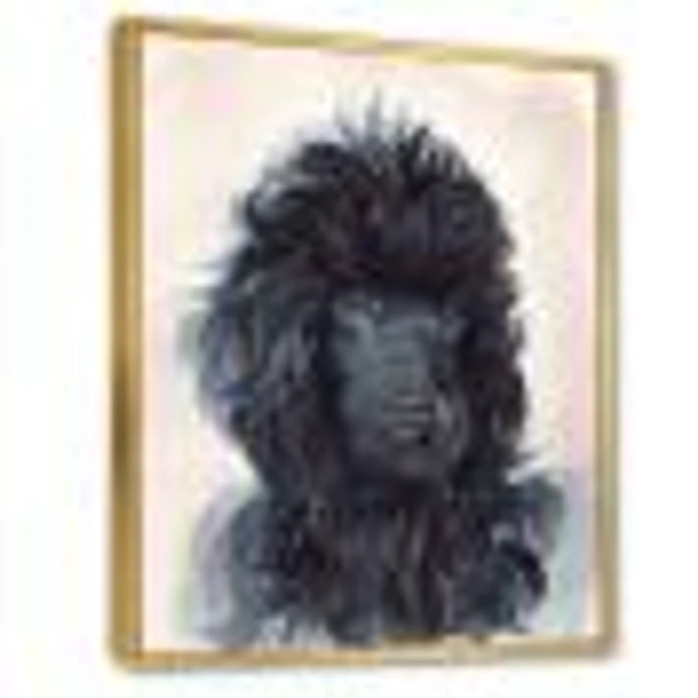 Portrait of The Black Poodle Puppy with Curly Coat  Canvas Wall Art Print