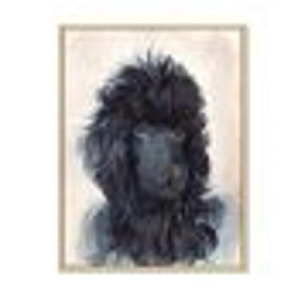 Portrait of The Black Poodle Puppy with Curly Coat  Canvas Wall Art Print