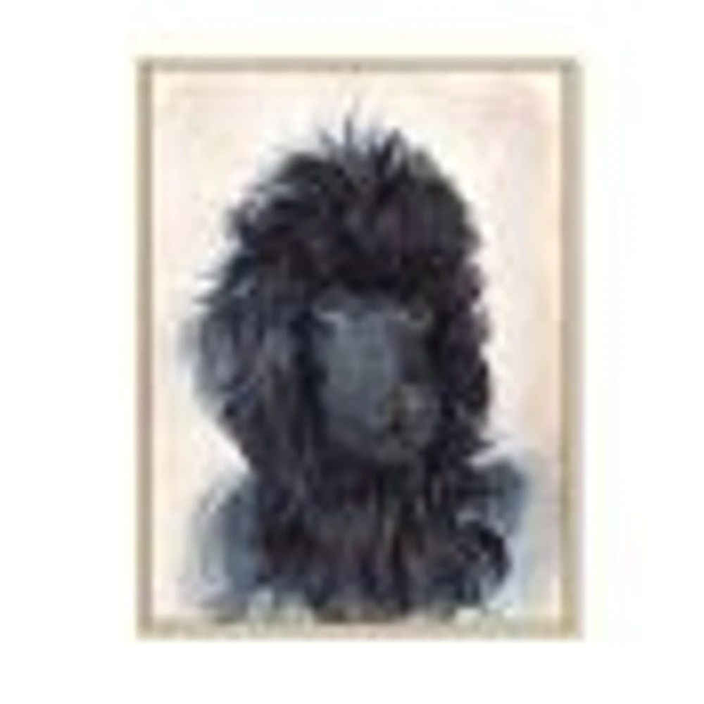 Portrait of The Black Poodle Puppy with Curly Coat  Canvas Wall Art Print