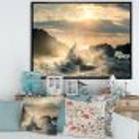 Big Wave Hit the Rock at Beach Canvas Wall Art Print