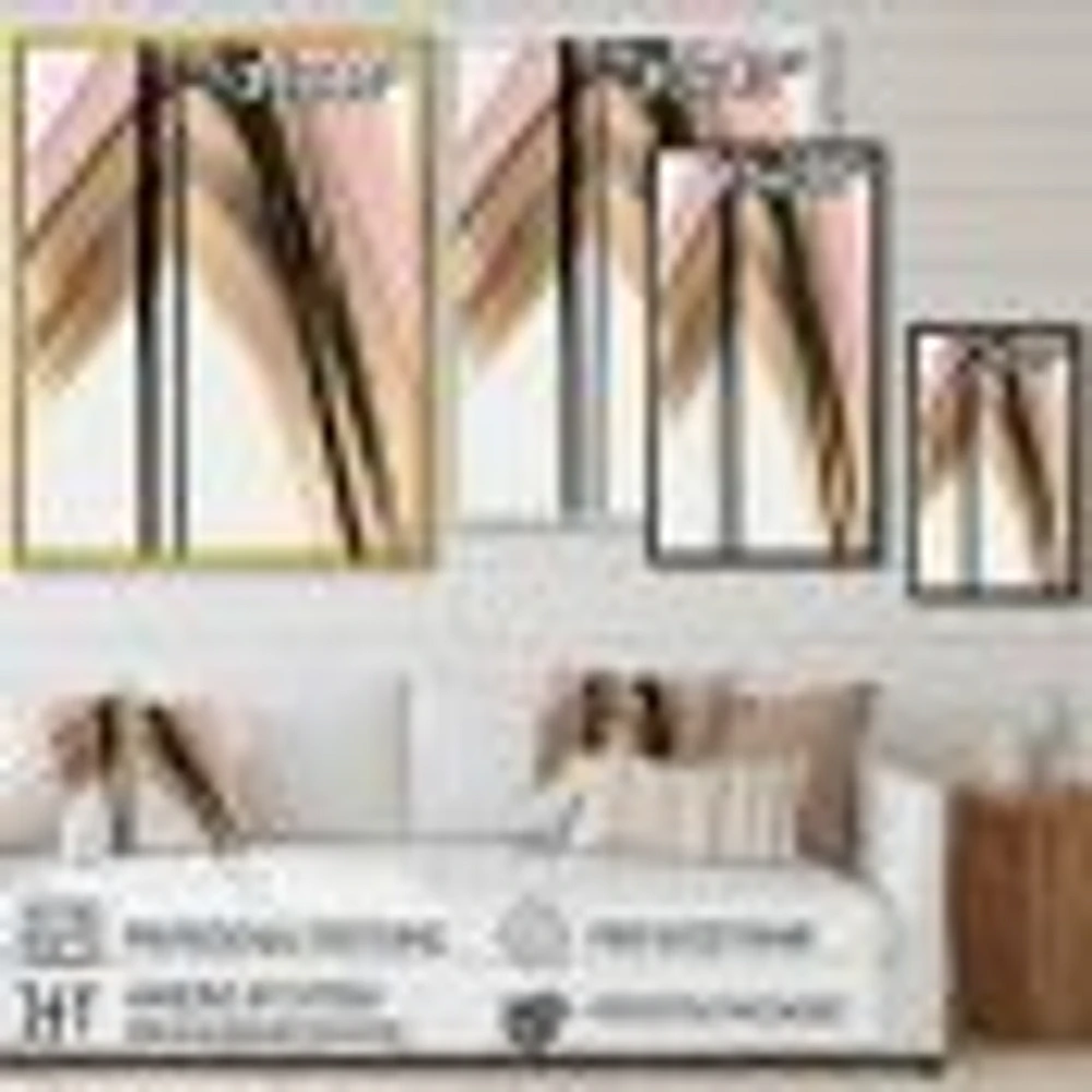 Minimalism Pink And Gold Cubic Fusion V Wall Art
