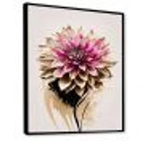 Pink Dahli Flower On Abstract Fusion Wall Art