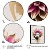 Pink Dahli Flower On Abstract Fusion Wall Art