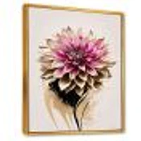 Pink Dahli Flower On Abstract Fusion Wall Art