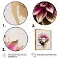 Pink Dahli Flower On Abstract Fusion Wall Art