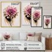 Pink Dahli Flower On Abstract Fusion Wall Art