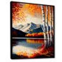 Red And Orange Birch Trees By The Lake V Wall Art