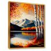 Red And Orange Birch Trees By The Lake V Wall Art