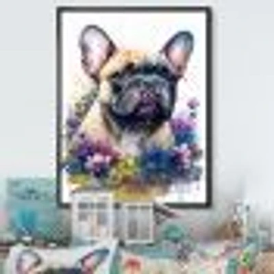 Cute Frenchie Floral Art I Wall
