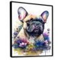 Cute Frenchie Floral Art I Wall