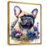 Cute Frenchie Floral Art I Wall