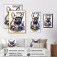 Cute Frenchie Floral Art I Wall