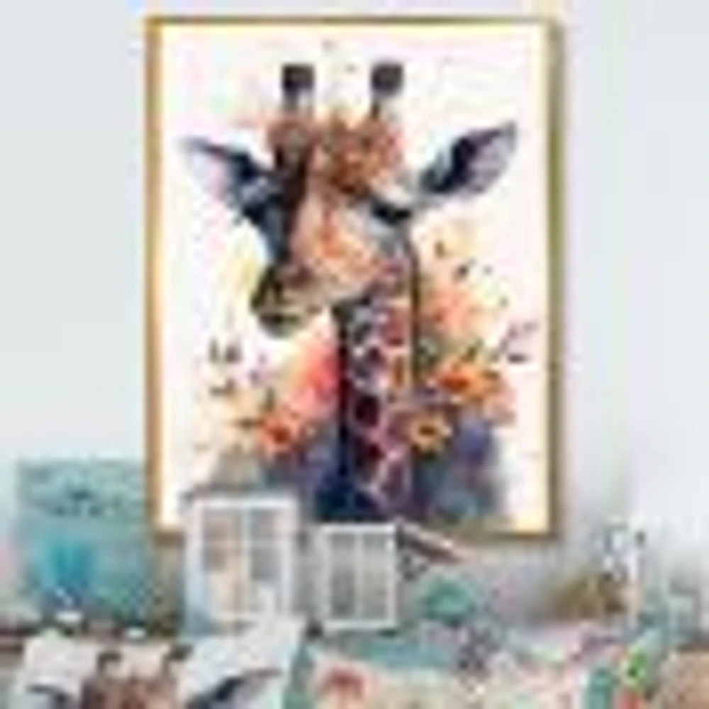 Cute Giraffe Floral Art I Wall