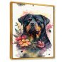 Cute Rottweilers Floral Art I Wall
